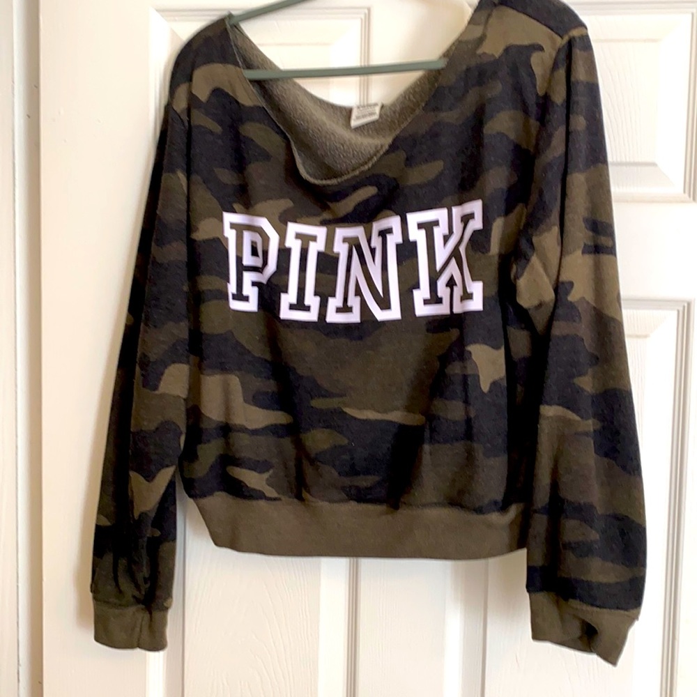 Super soft pink Victoria secret camo sweatshirt